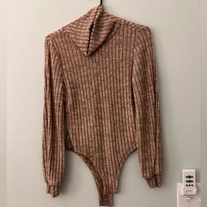 SHEIN Tan Ribbed Turtleneck Sweaters